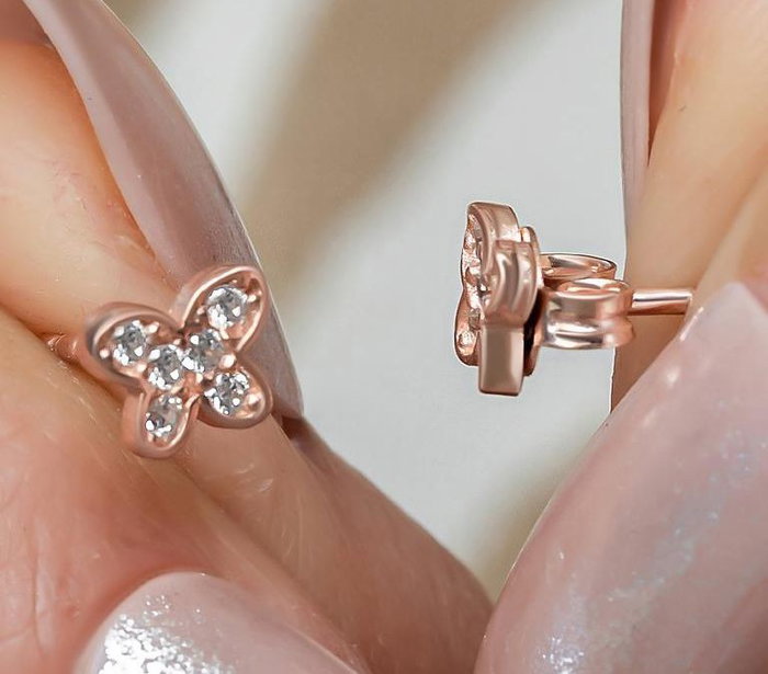 Heliophilia Silver Pendientes de Plata de Ley 925 con Oro Rosa y Circón
